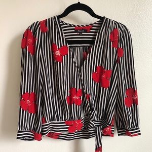 Madewell Stripe and Floral Wrap Top